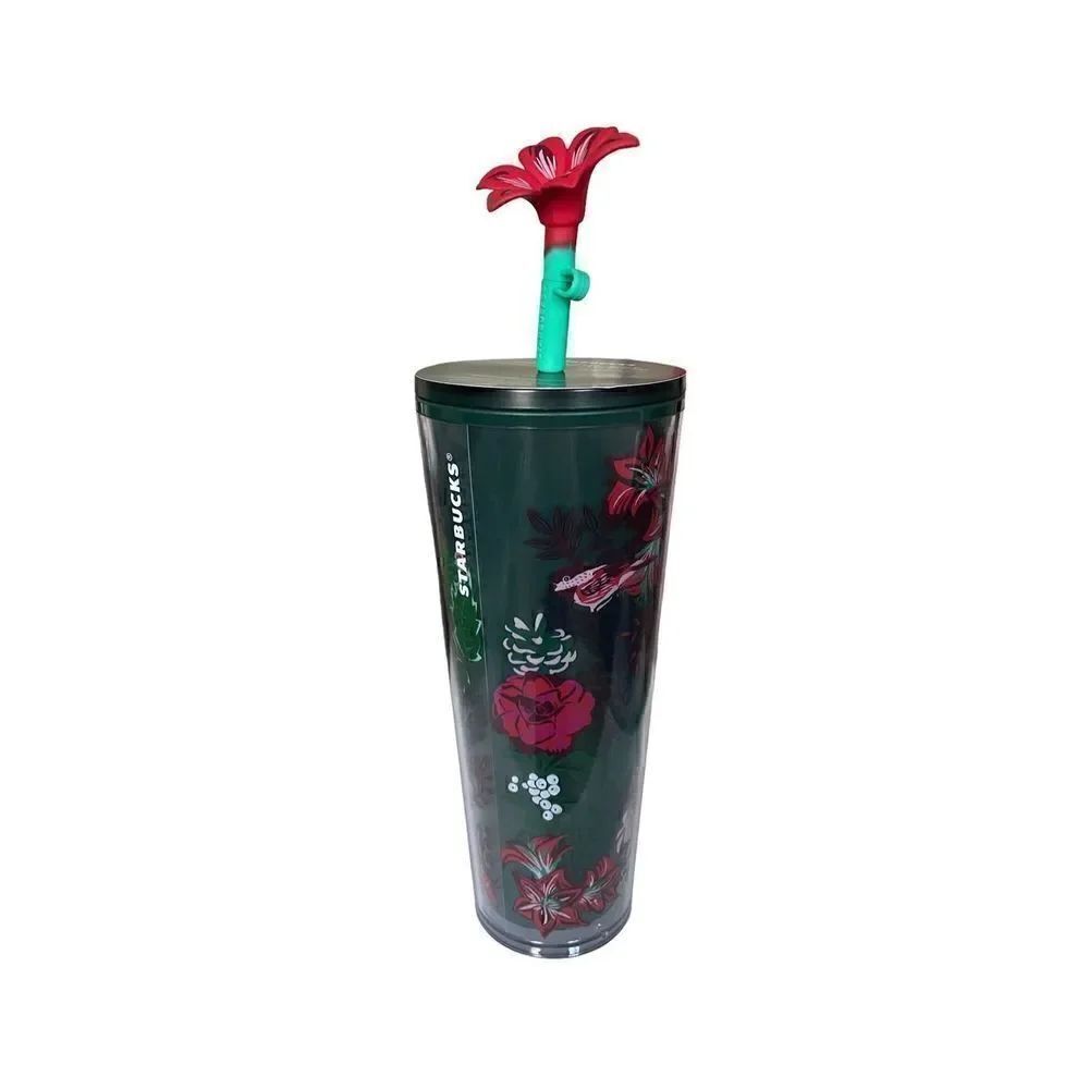 NWT 2022 Venti Woodland Berry Tumbler W/ Silicon Flower Straw Topper